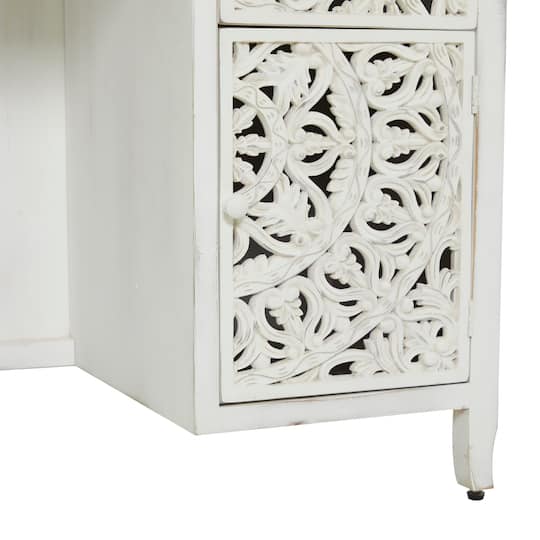 White Wood Traditional Desk 31" x 56" x 20"